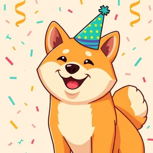Party Shiba celebrating